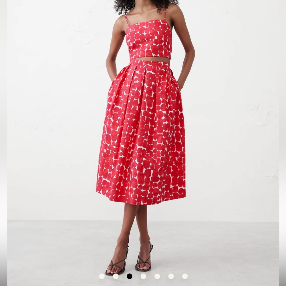 Hot pink Patterned crop top and midi skirt